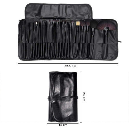 Set 24 Pennelli Make Up Professionali per Fondotinta e Ombretti con Custodia