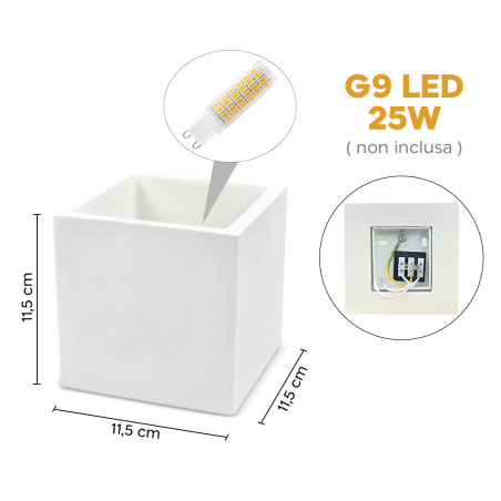 Applique Gesso Plafoniera GS-5019 da Parete Attacco G9 Doppia Emissione di Luce