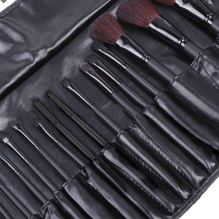 Set 24 Pennelli Make Up Professionali per Fondotinta e Ombretti con Custodia