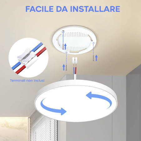 Plafoniera Lampada LED Orbita 22W Luce Bianca 6000K Applique Tonda Slim Interno