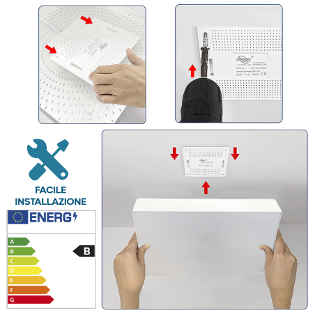 Plafoniera da Soffitto a LED 32W Luce Bianca 6000K Lampada Slim Quadrata Interno