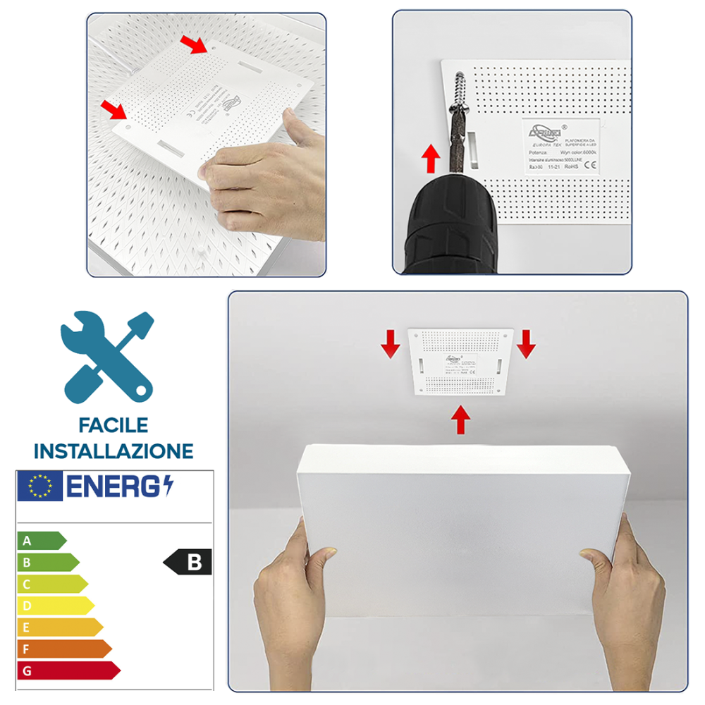Plafoniera da Soffitto a LED 22W Luce Bianca...