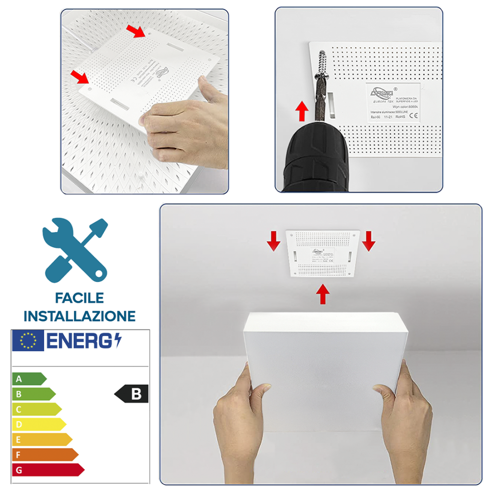 Plafoniera da Soffitto a LED 12W Luce Bianca...