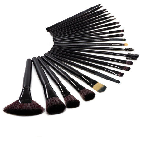 Set 24 Pennelli Make Up Professionali per Fondotinta e Ombretti con Custodia