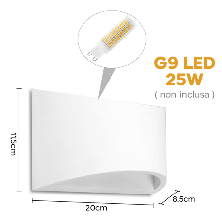 Applique Gesso Plafoniera GS-5022 da Parete Attacco G9 Doppia Emissione di Luce