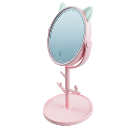 Specchio Make Up Cosmetico Luce LED da Tavolo con Porta Gioielli Ricaricabile