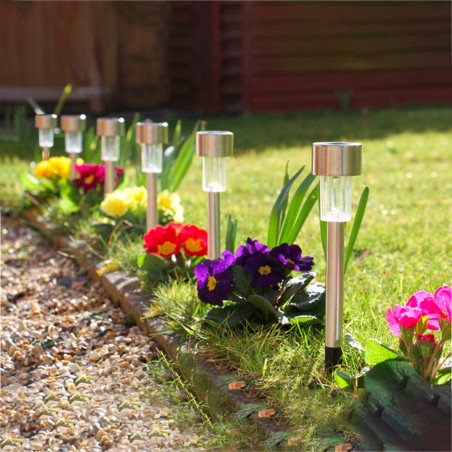 Lampada 1 led da 30 cm a energia solare segnapasso da giardino IP 44