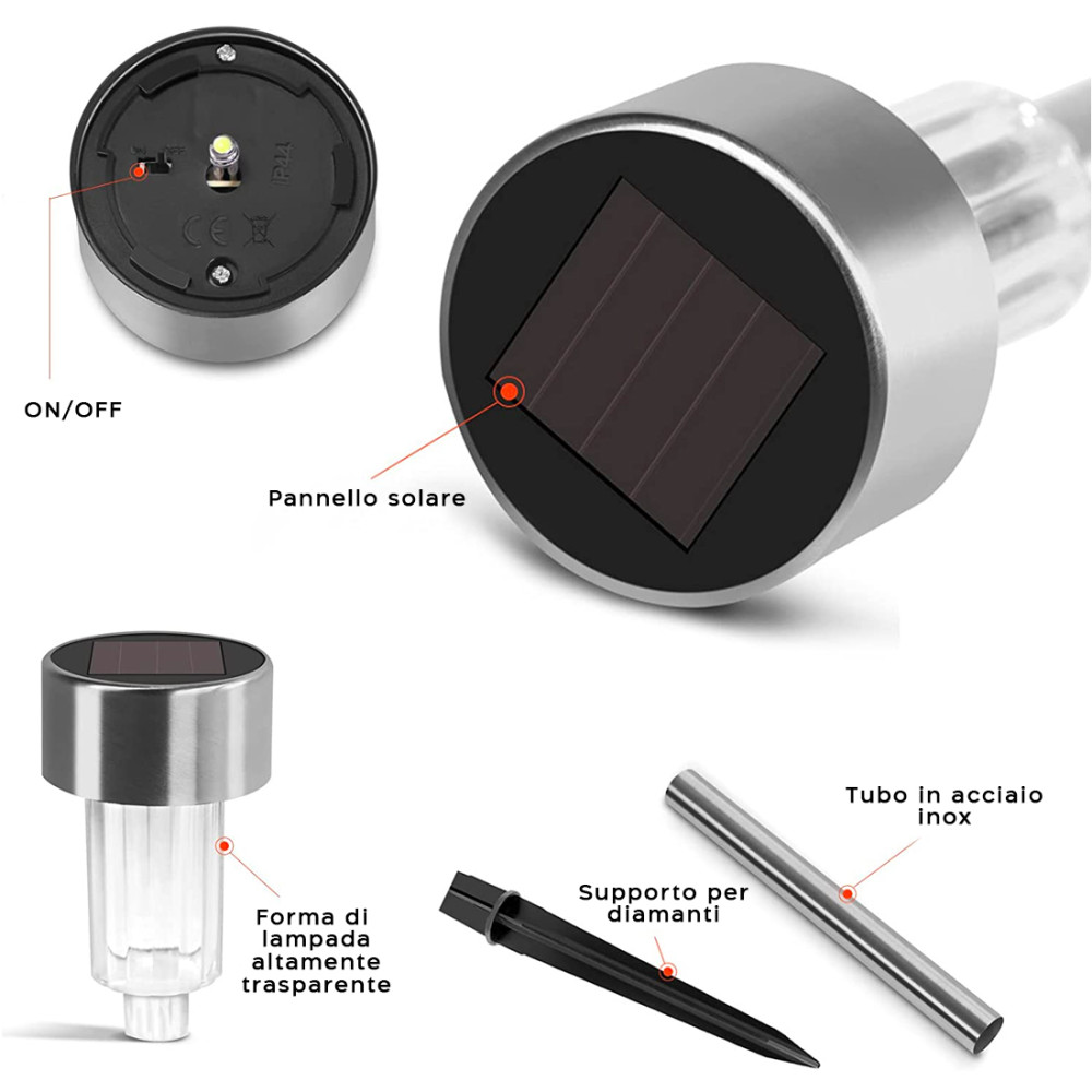 Lampada 1 led da 30 cm a energia solare...