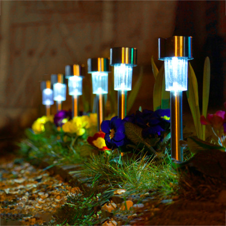 Lampada 1 led da 30 cm a energia solare segnapasso da giardino IP 44