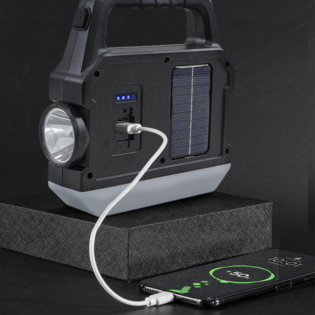 Torcia LED Portatile Strobo Ricarica Solare Multifunzione Torcia USB e Powerbank