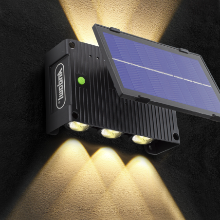 Lampada da Parete 6 LED con Pannello Solare 7W Luce Calda  Sensore di Movimento