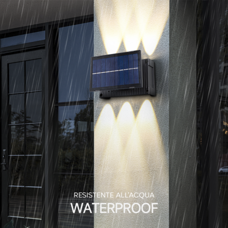 Lampada da Parete 6 LED con Pannello Solare 7W Luce Calda  Sensore di Movimento