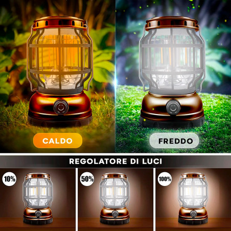 Lanterna Campeggio ZJ-199OT Luce Emergenza Portatile Ricarica Solare e Cavo USB