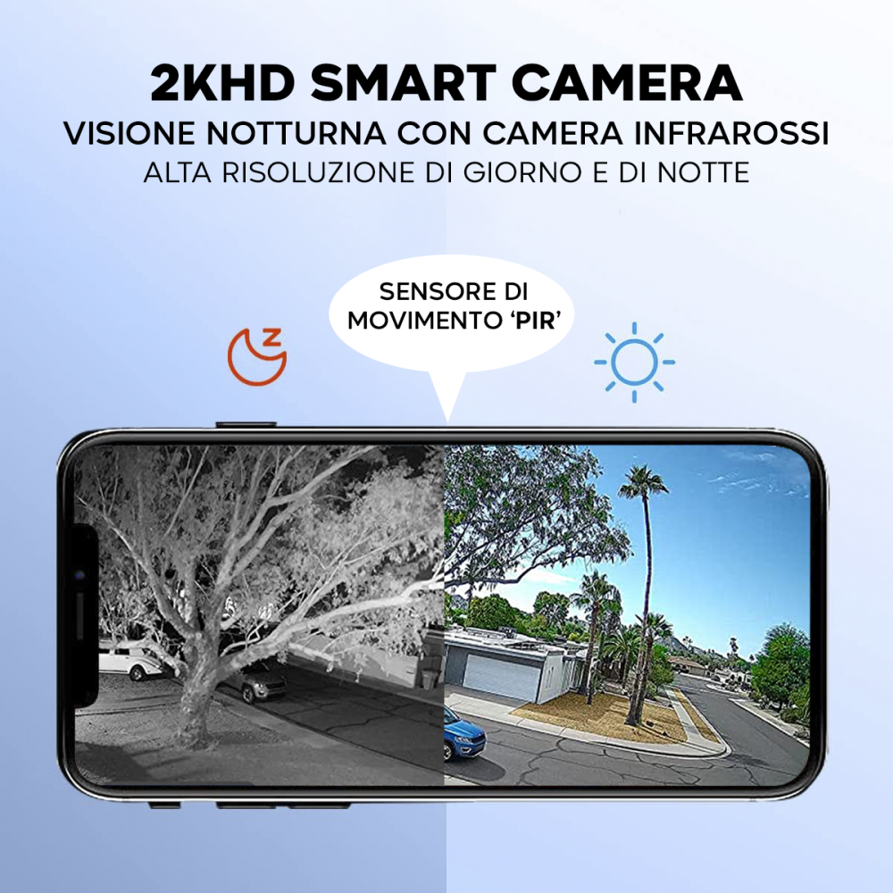 Telecamera Ricarica Solare Wi-Fi Per Esterni...
