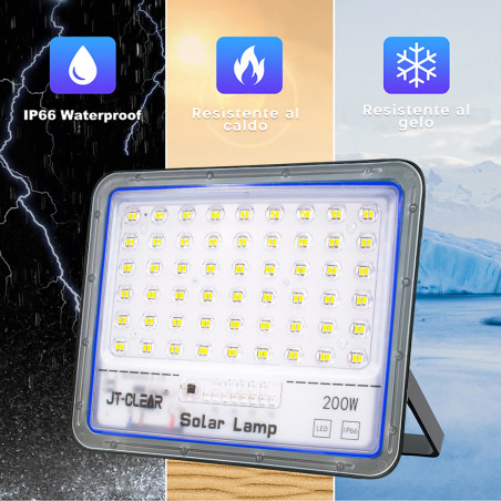 Faro LED Lampada Pannello Solare 200W 89398 Crepuscolare con Telecomando IP66