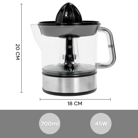 Spremiagrumi Elettrico a Pressione JE-623D 45W Caraffa da 700ml e Doppio Cono