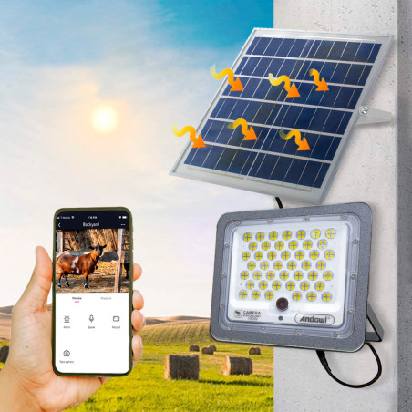 Faro LED con Videocamera da 5.0 MP da 150W Ricarica Pannello Solare Q-SX75 Wi-Fi