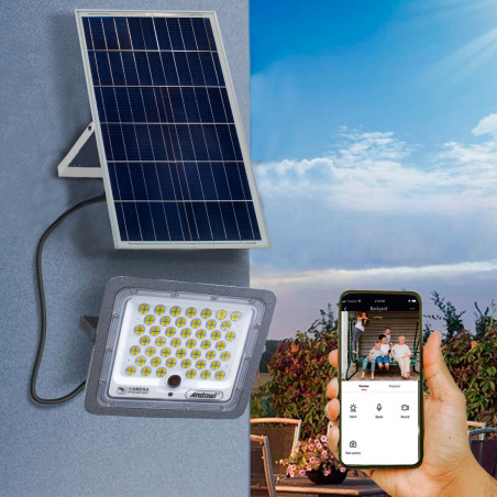 Faro LED 450W con Telecamera di Sorveglianza a Ricarica Solare Q-SX77 Wi-fi APP