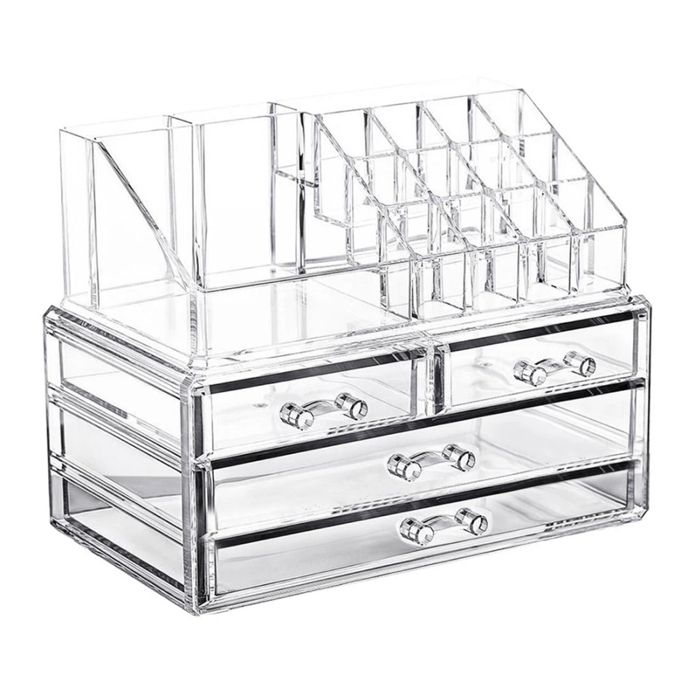 Organizer Trasparente Porta Trucco 20 Scomparti Box Per Cosmetici 17.5x22.5x13.5