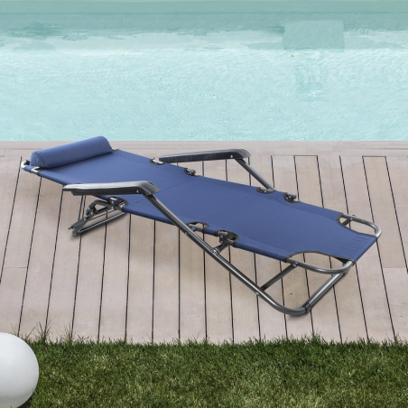 Onshore Sdraio Lettino 2 in 1 pieghevole 320389 reclinabile in metallo textilene