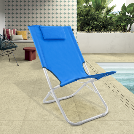 Spiaggina Silver Giga pieghevole tessuto in OXFORD 82x48x52 cm con cuscino