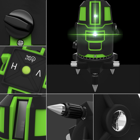 Livella Laser Autolivellante 360° Multilinea Verticali Orizzontale Raggio Verde