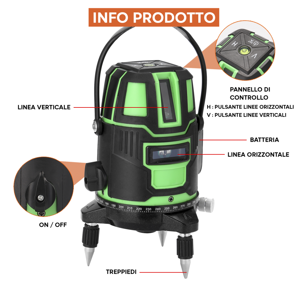 Livella Laser Autolivellante 360° Multilinea...