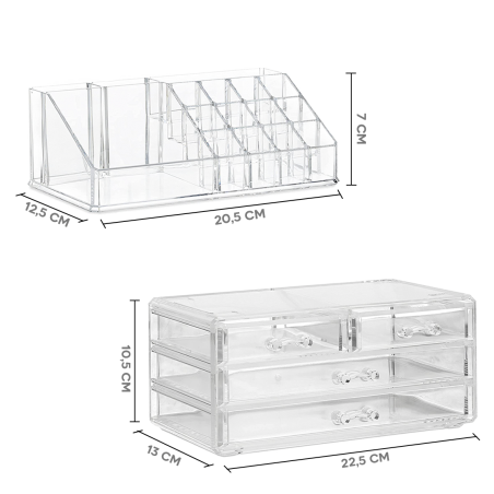 Organizer Trasparente Porta Trucco 20 Scomparti Box Per Cosmetici 17.5x22.5x13.5