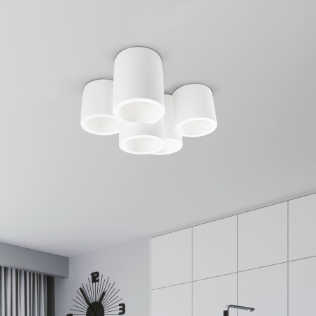 Applique Gesso da Parete GS-5027 Plafoniere 5 Cilindri Attacco GU10 Verniciabile