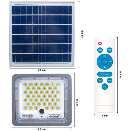 Faro LED con Videocamera da 5.0 MP da 150W Ricarica Pannello Solare Q-SX75 Wi-Fi
