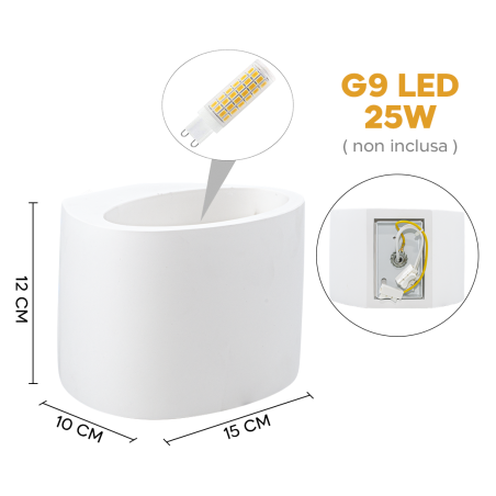 Applique Gesso Plafoniera GS-5016 Attacco G9 da Parete Doppia Emissione di Luce