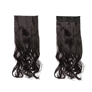 Extension Clips Capelli Neri Mossi Lunghi 50cm Banda Capelli