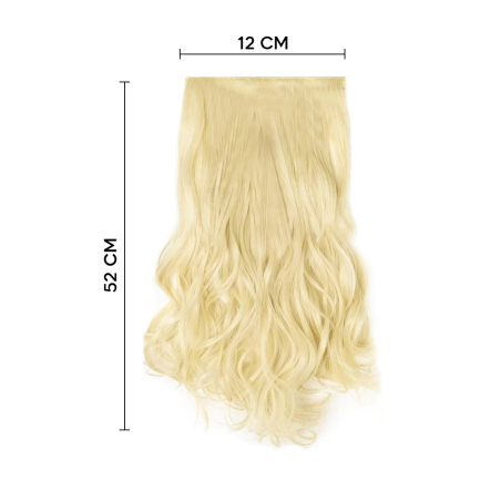 Extension 4 Clips Biondo Chiaro Mossi Lunghi 50cm Banda Capelli Finti Sintetica