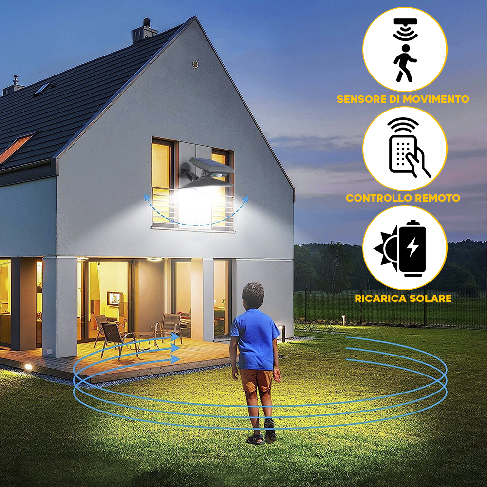 Lampada LED Ricarica Energia Solare IP65 Con...