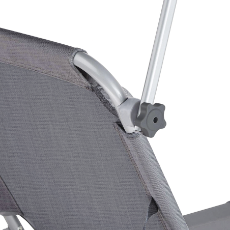 Lettino in Textilene 281013 Schienale Regolabile GRIGIO Tubo 18 mm con Parasole