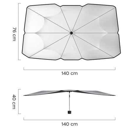 Ombrello Parasole per Auto Pieghevole Copertura Universale Parabrezza 140x76cm
