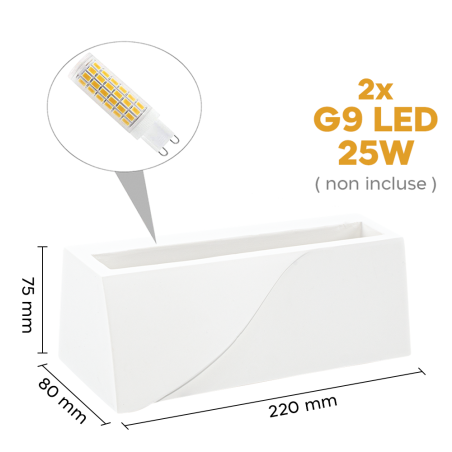 Applique Gesso Plafoniera GS-5045 da Parete Attacco G9 Doppia Emissione di Luce