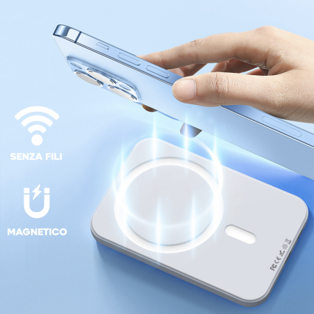 Powerbank Wireless Magnetico 5000mAh 5V per Smartphone Caricabatteria Portatile