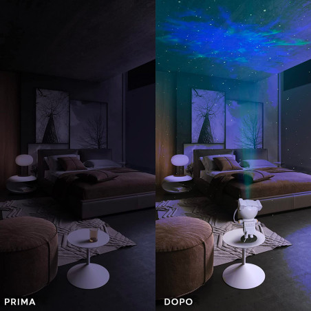 Proiettore LED Astronauta Stelle e Galassie Lampada con Telecomando per Bambini