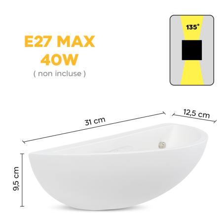 Applique Gesso Plafoniera LED GS-5036 da Parete Design Verniciabile Attacco E27