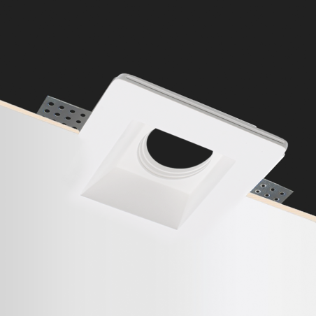 Portafaretto Gesso a Scomparsa GS-5006 Quadrato Bianco ad Incasso Attacco GU10