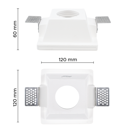 Portafaretto Gesso a Scomparsa GS-5006 Quadrato Bianco ad Incasso Attacco GU10