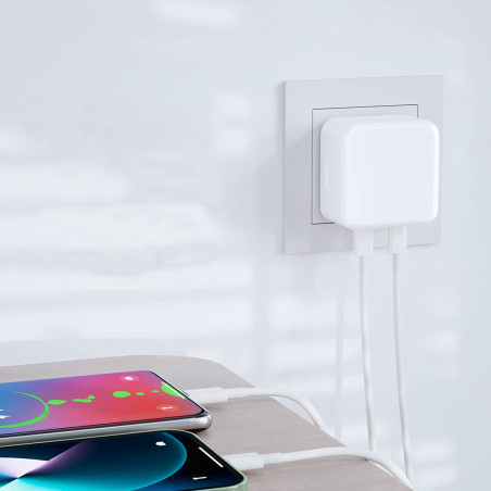 Adattatore Smartphone Doppia Ricarica Caricatore 35W Alimentatore Presa USB-C+C