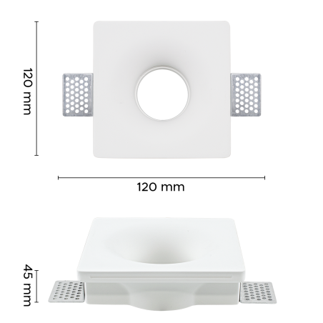 Portafaretto Gesso a Scomparsa GS-5011 Quadrato Bianco ad Incasso Attacco GU10