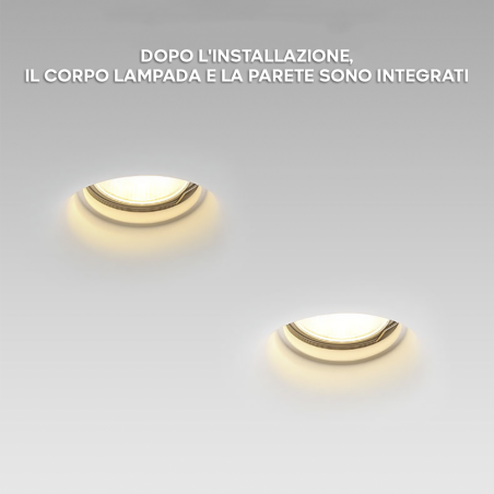 Portafaretto Gesso a Scomparsa GS-5011 Quadrato Bianco ad Incasso Attacco GU10