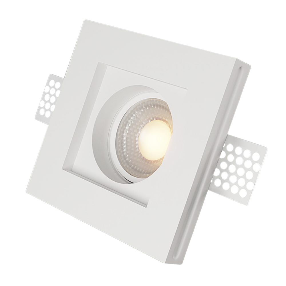 Image of Portafaretto Gesso a Scomparsa GS-5010 Quadrato Bianco ad Incasso Attacco GU10052