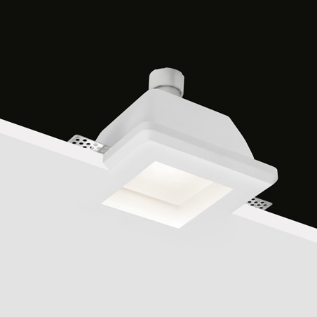 Portafaretto Gesso a Scomparsa GS-5003 Quadrato Bianco ad Incasso Attacco GU10