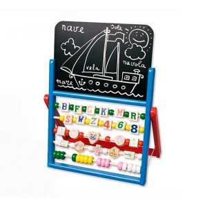 Lavagna in legno colorato con abaco e pallottoliere su stand gioco educativo didattico bambini 830801