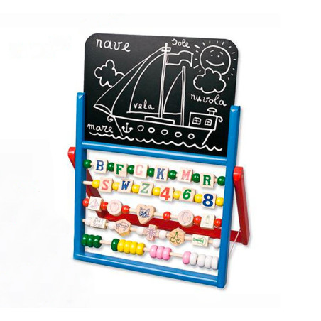 Lavagna in legno colorato con abaco e pallottoliere su stand gioco educativo didattico bambini 830801