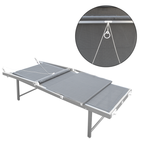 Lettino Prendisole LUXURIOUS Parasole Alluminio Schienale Reclinabile 180X60X40